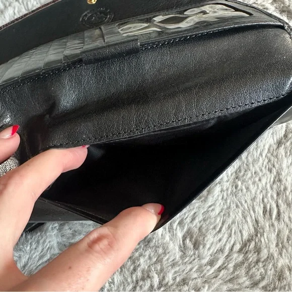 Brahmin Two-Tone Leather Tri-Fold Wallet Croc - Picture 15 of 16